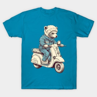 A cute teddy bear riding scooter bike T-Shirt